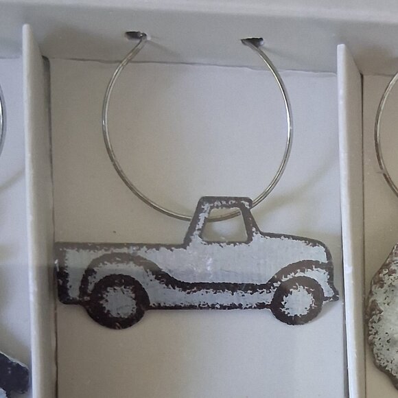 Pier 1 Set of 6 Christmas Holiday Silver Metal Wine Glass Charms - Picture 4 of 12